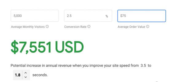 Want to know how much site performance is impacting revenue? Test My Site offers an estimate.