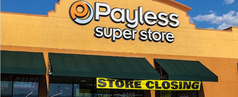 Retail store closures reached 9,302 in 2019. The biggest contributor was Payless ShoeSource, which declared bankruptcy and closed all of its 2,100 stores.