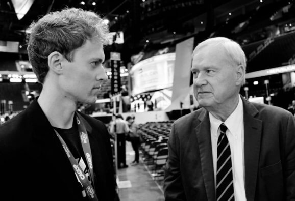 Voter cofounder and CEO Hunter Scarborough with MSNBC's Chris Matthews.