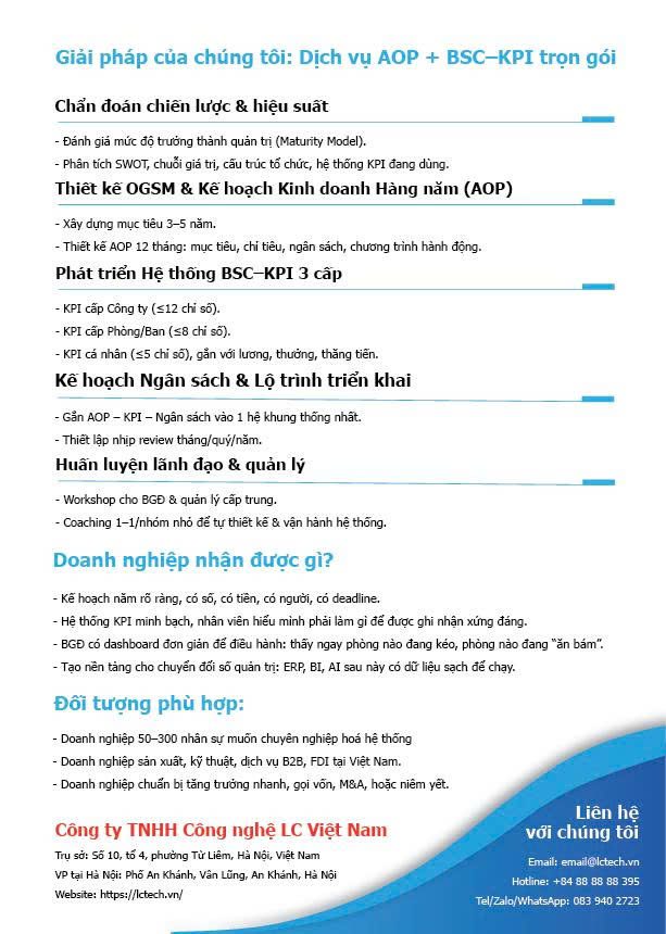 Dịch vụ tư vấn xây dựng kế hoạch kinh doanh AOP